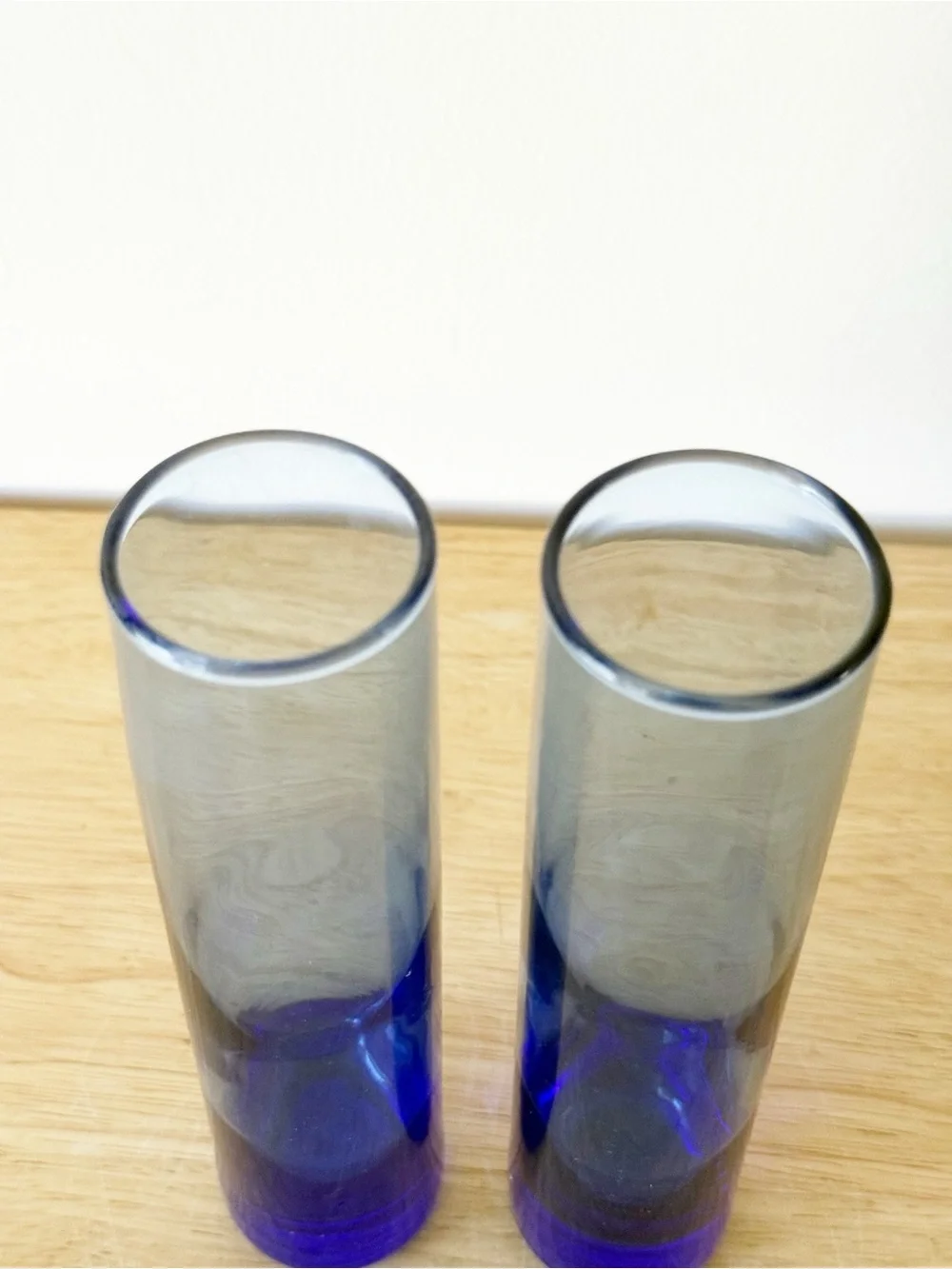 Vintage Libbey Cobalt Blue Cylinder Bud Vases Weighted Base Made in USA 7.5